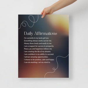 Poster da parete con affermazioni quotidiane / stampato su carta spessa opaca / regali per gli ammiratori dell'arte