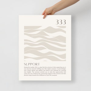 333 (Support) Angel Number Poster | Numerology Wall Art | Minimalist Home Decor | Printed on Thick Matte Paper
