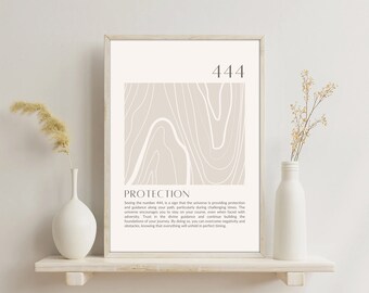 Angel Number 444 (Protection) Printable Art | Minimal Home Decor | Numerology Digital Download Poster | Mindful Gifts for the Zen Seeker