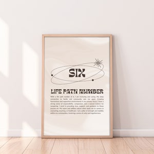 Life Path Number Six | Printable Wall Art | Minimalist Home Decor | Digital Download Affirmation Print | Numerology Poster
