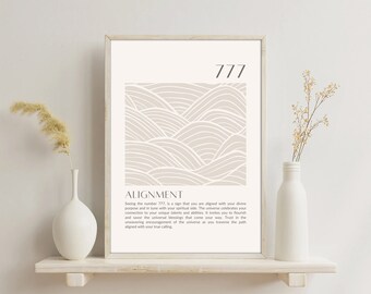 Angel Number 777 (Alignment) Printable Art - Spiritual Home Decor - Numerology Digital Download Poster