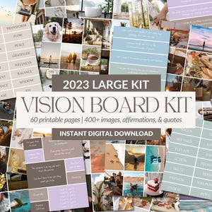 Kit de tableau Vision 2023 (grand) |  Ensemble imprimable de 60 pages | Plus de 400 images, affirmations, objectifs et citations | Cadeau manifeste