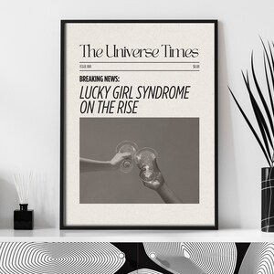 Newspaper Printable Wall Art | New York Times Trendy Retro Poster | Digital Download Quote/Affirmation Print | Lucky Girl Syndrome | 888