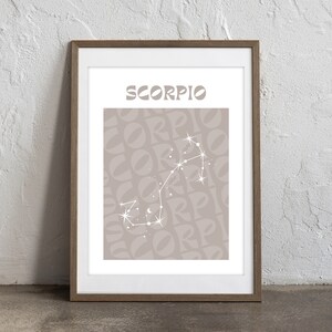 Scorpio Zodiac Sign Poster | Astrology Printable Wall Art | Minimalist Home Decor | Digital Download