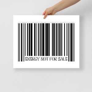 Stampa premium con codice a barre / Arte da parete con citazione energetica / Poster di arredamento minimale per la casa / Stampato su carta opaca spessa / Regali per l'ammiratore dell'arte