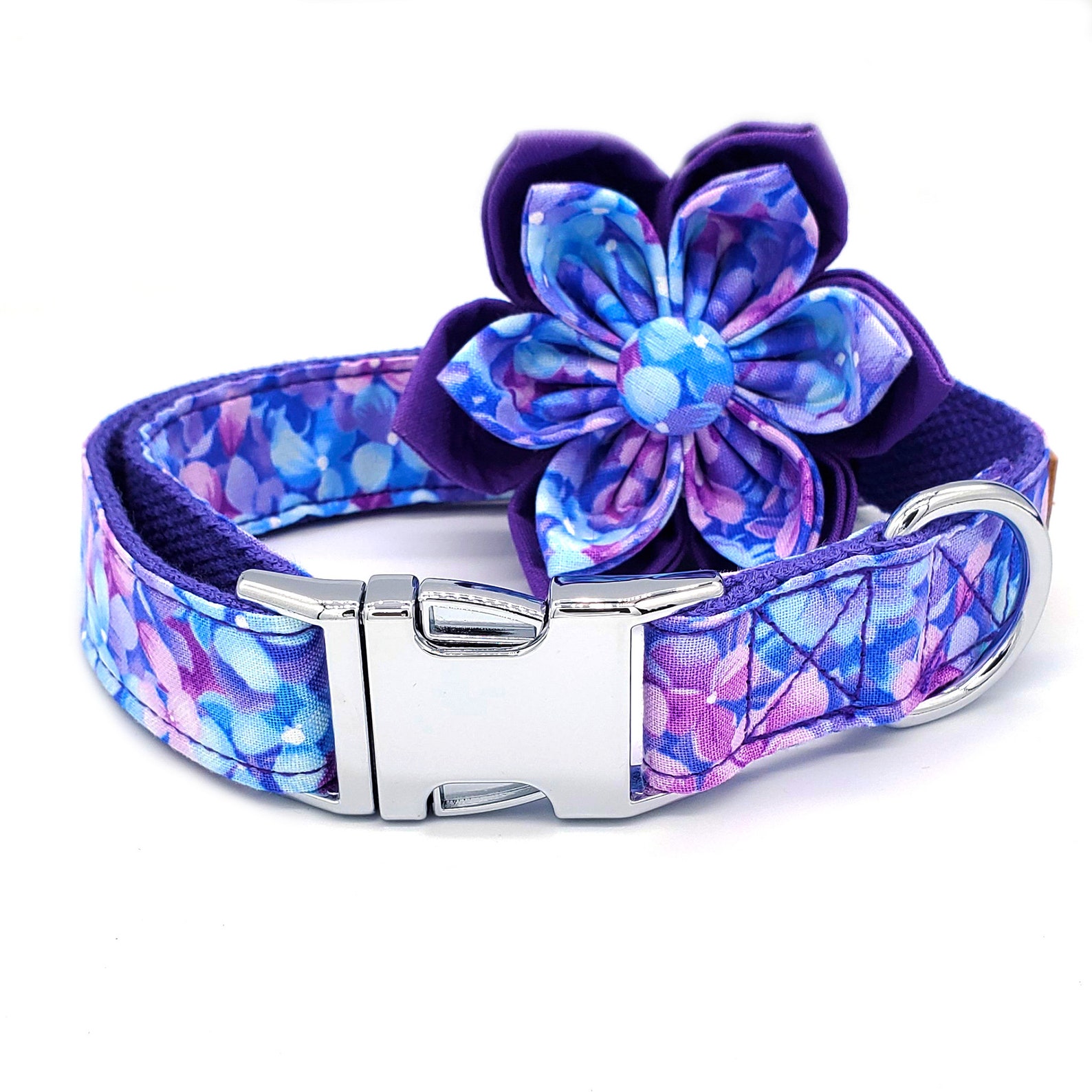 Purple Dog Collar Dog Collar Flower Velvet Dog Collar Dog Etsy