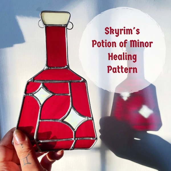 Skyrim's Potion of Minor Healing Stained Glass Pattern
