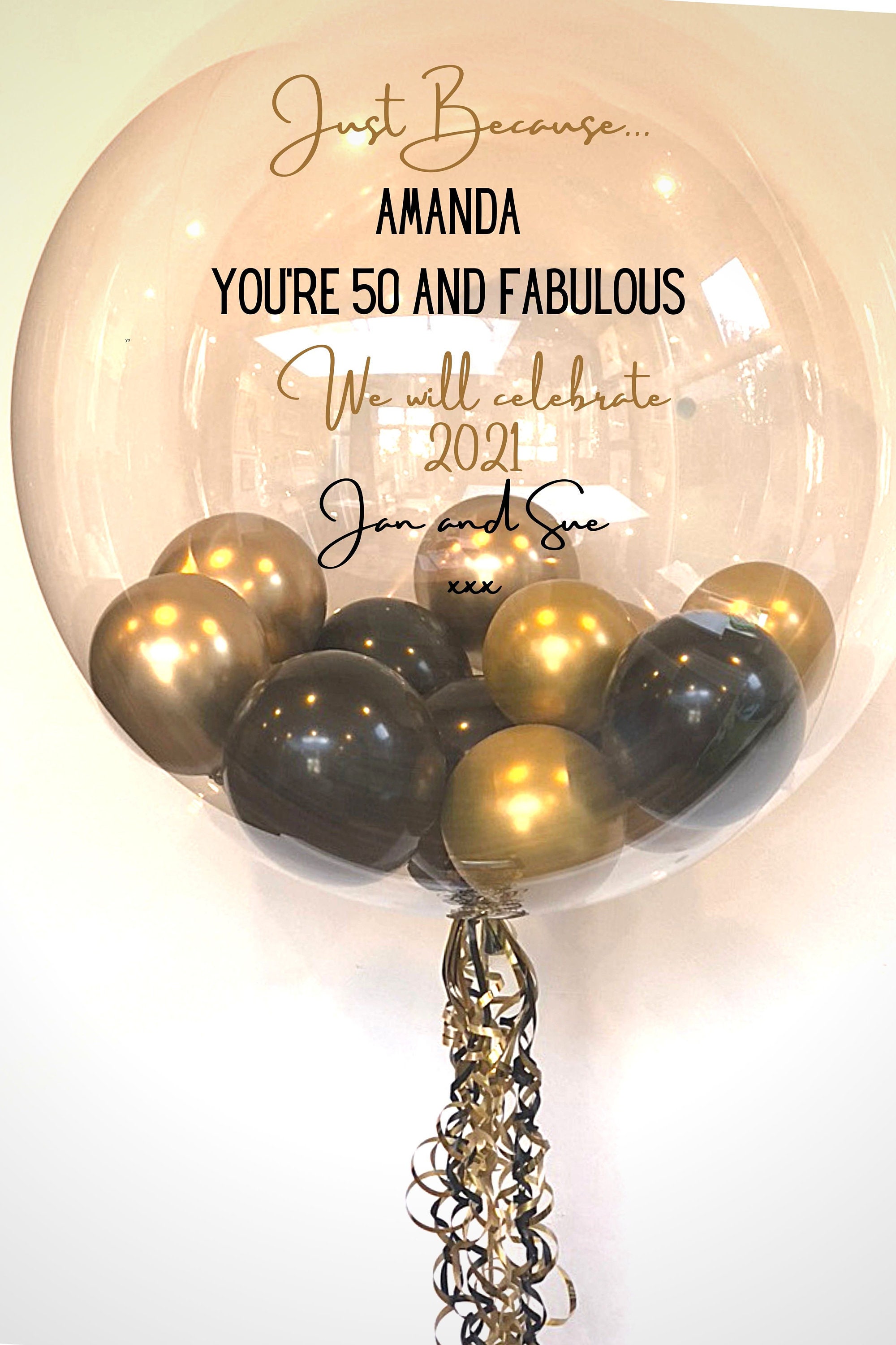 50th Large Custom Birthday Balloon Inflated Helium Bubble - Etsy UK