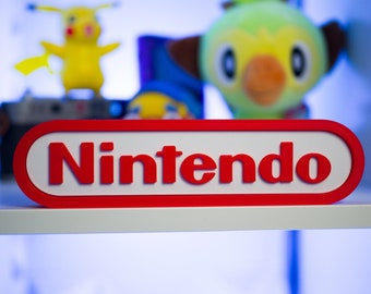 Nintendo Logo Desk Sign Ornament - 3D Print - Great gift for gamers! Nintendo sign logo shelf or desk - Nintendo Collector Nintendo Fan gift