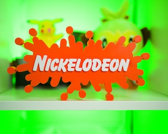 Nickelodeon Old School SPLAT Sign Shelf Decoration 3D Print - Great for Collector Gift Decor Game Room Man Cave Movie Room Collection