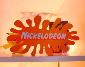 Nickelodeon Sign Shelf Splat Decoration 3D Print - Great for Collector Gift Decor Game Room Man Cave Movie Room Collection  FREE US SHIPPING