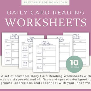 Daily Card Reading Worksheets | 10 Spreads for Self Readings | Tarot Reading | Oracle Reading | Divination Tools | Beginner Tarot Spreads