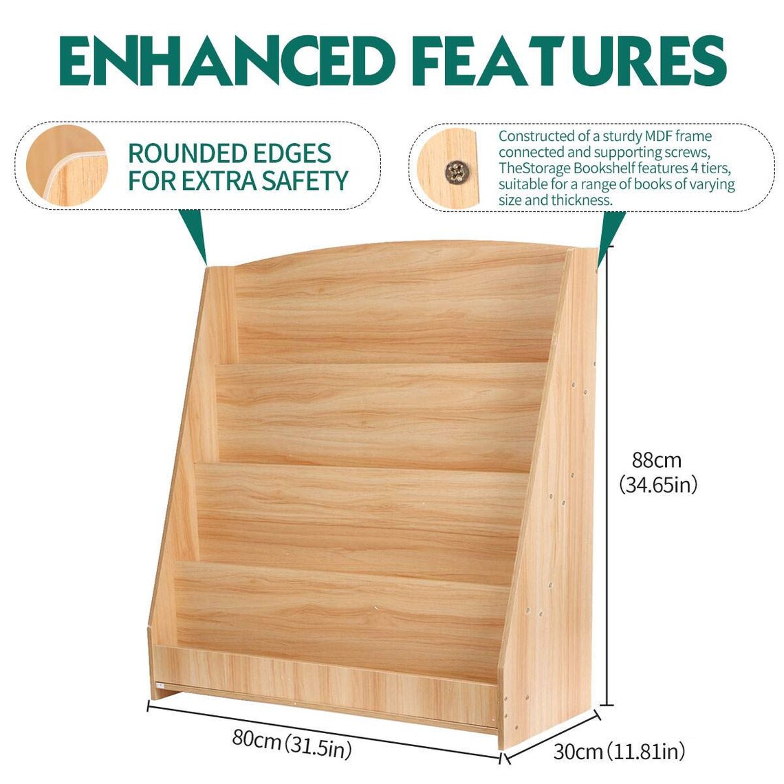 60/80cm Multifunction 3/4 Layer Montessori Bookshelf Plywood Etsy