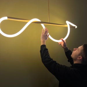 LED neon chandelier, neon tube led lamp, pendant lamps, bedroom lighting, dining room lights