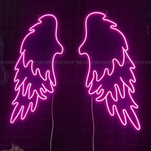 Angel Wings With Halo and Text LED Neon Sign / Wall Decor - Etsy