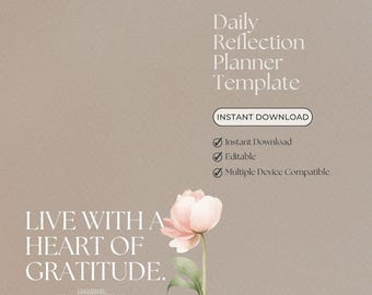 Minimalist Gratitude Journal -Printable | Elegant Daily Reflection PDF Instant download