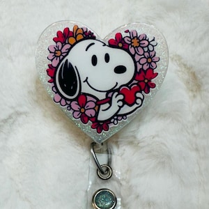 Beagle Dog Heart Retractable Badge Reel