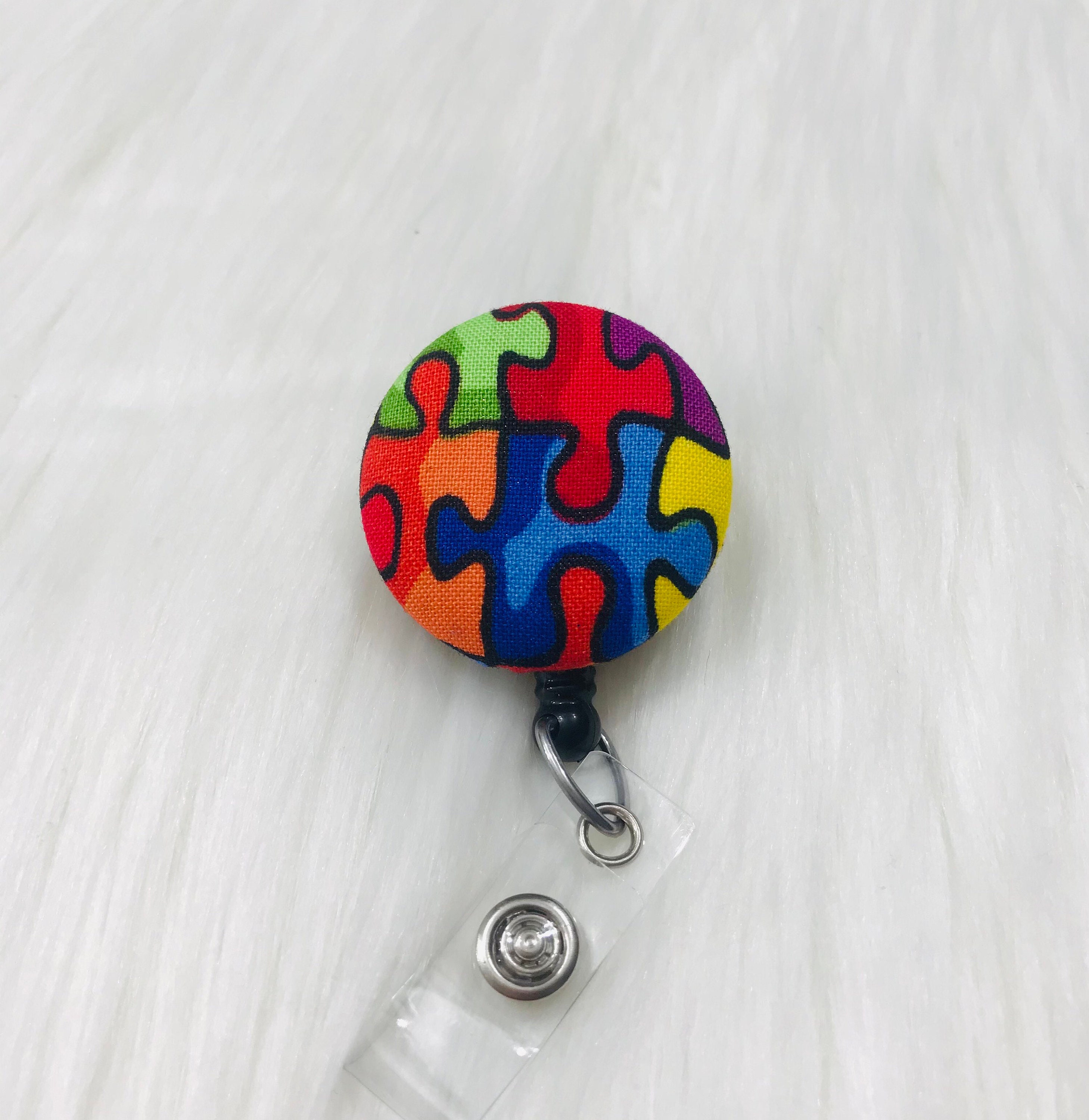 Autism Puzzle Badge Reel Etsy