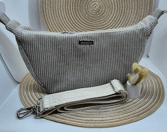 Halbmond Tasche Luna Cord Baumwolle beige / Bauchtasche Damen / Moonbag Luna/ Crossbodybag/ Handtaschen / Geschenkidee / vegane Taschen