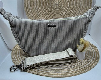 Luna half-moon bag, corduroy, cotton, beige / women's fanny pack / Moonbag Luna / crossbody bag / handbags / gift idea / vegan bags