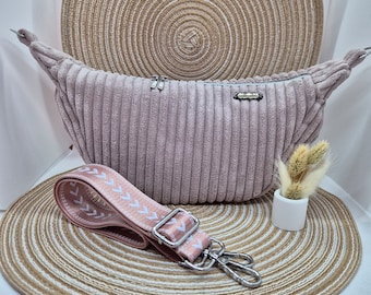 Halbmond Tasche Luna Cord Baumwolle vintage rosa/ Bauchtasche Damen/ Moonbag Luna/ Crossbodybag/ Handtaschen / Geschenkidee / vegane Taschen