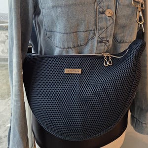 Halbmond Tasche Luna Baumwolle / blau /Bauchtasche Damen/ Moonbag Luna/ Crossbodybag/ Handtaschen / Geschenkidee / vegane Taschen / 100%