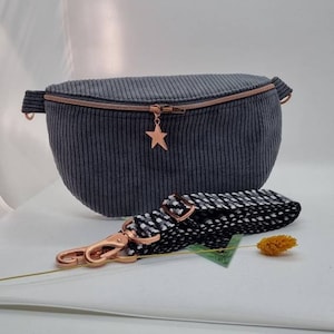 Bum bag Hipbag Cord Crossbag Handmade gray Shoulder bag Mother's Day Woman Daughter Girl Shoulder strap Rose Gold Silver Gold Black