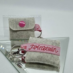 Wollfilz Mini-Portemonnaie Schlüsselanhänger, Einkaufswagenchip-Täschchen, Geschenkanhänger, Frau, Geschenk, Personalisierung, Kleinigkeit,