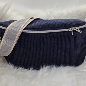 Waist bag/hip bag, high-quality corduroy, crossbody bag, handmade, blue, shoulder bag, birthday bag for women, daughters, girls, Mother's Day, large Große Boombag