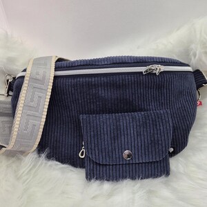 Waist bag/hip bag, high-quality corduroy, crossbody bag, handmade, blue, shoulder bag, birthday bag for women, daughters, girls, Mother's Day, large image 3