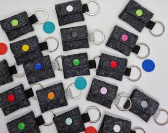 Mini wallet keychain, shopping trolley token pouch, grey, felt, gift tag, woman, gift, personalization, small item