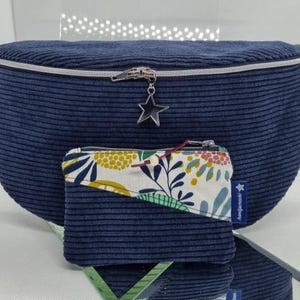 Waist bag/hip bag, high-quality corduroy, crossbody bag, handmade, blue, shoulder bag, birthday bag for women, daughters, girls, Mother's Day, large Klein + Schlüsselta.