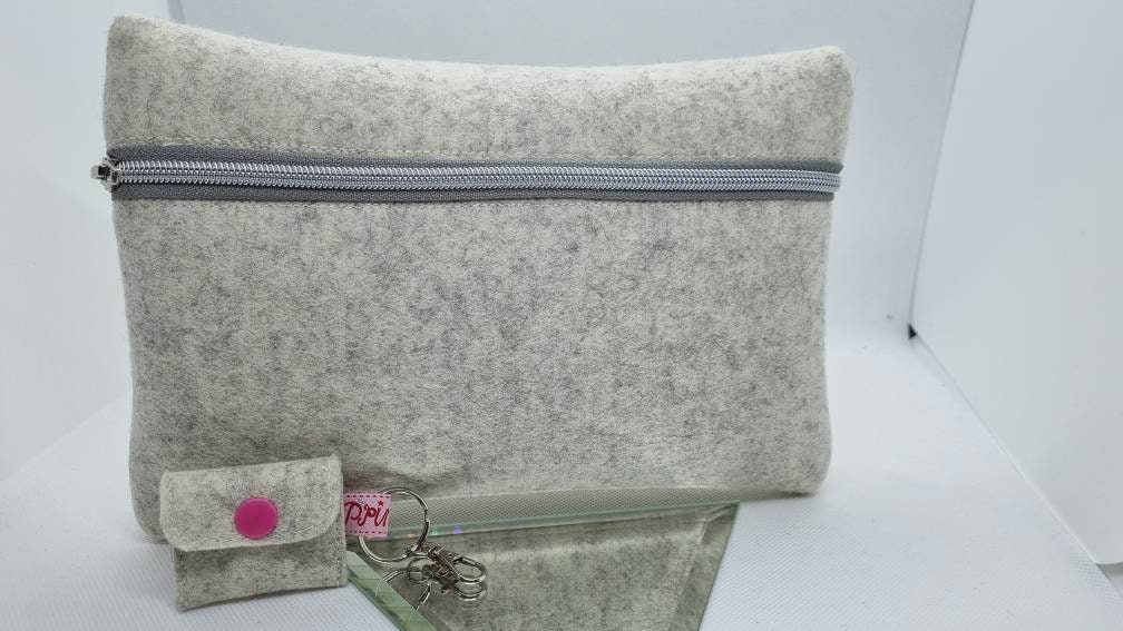Cosmetic Bag Made of 100 Wool Felt Colour Beige Ecru Mottled Toilet Bag Made in Germany Etsy