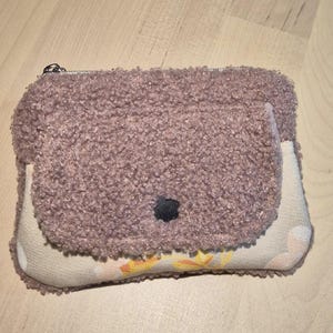 Kleiner Geldbeutel mit Karten- & Kleingeldfach Teddy-Plüsch rose