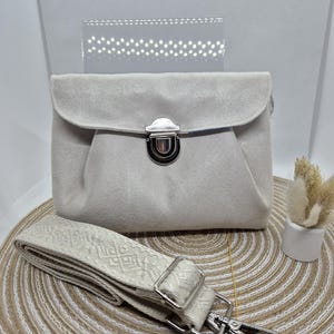 edle kleine Bauchtasche Hipbag Wild-Leder Optik Handmade grau Schultertasche Geburtstag Frau Tochter Mädchen Schultergurt