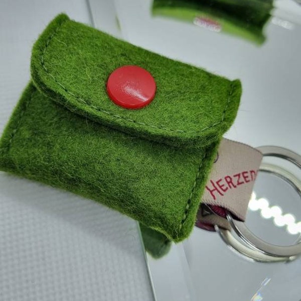 Wool Felt Mini Wallet Keychain Shopping Cart Token Bag Gift Tags Gift Personalization Small Item Green