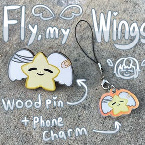 PREORDER // Mili Fly my Wings Limbus Company Wood Pin + Phone Charm