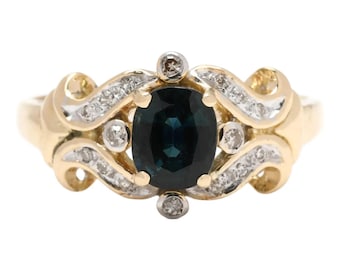 Sapphire Diamond Ring - 14K Yellow Gold, Size 6