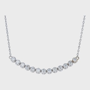14k White Gold Diamond Pendant Necklace- Round Cut Natural Diamond- Minimalist Fine Jewelry Gift- Anniversary Gift