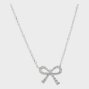 14K White Gold Diamond Bow Necklace – Dainty Gift for Her – Minimalist Jewelry – Elegant Pendant – Delicate Everyday Necklace