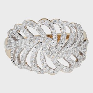 14K Gold Feather Ring with Diamonds – Solid Gold Leaf Band for Women – Nature Inspired Statement Ring – Unique Gift for Her