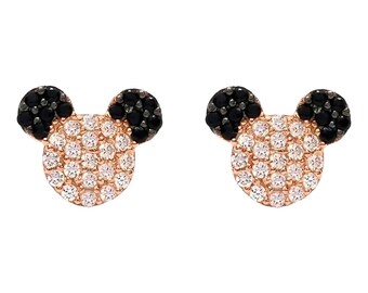 Pendientes de Minnie Mouse con piedras preciosas en oro de 14 quilates - Joyería fina
