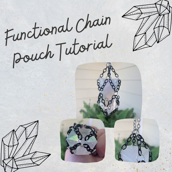 Tutoriel porte-chaîne en cristal, modèle de pochette en chaîne interchangeable, panier en chaîne, collier pochette en chaîne bricolage, tutoriel chaîne en macramé