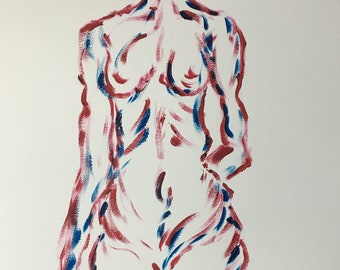 Original Art//Wall Art//Gouache Painting//Female Figure