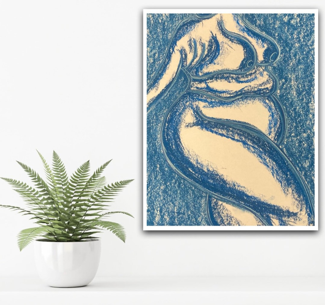 Plus Size Nude Female Art//line Art//boudoir Art//wall Art//4x6, 5 X7