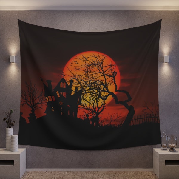 Halloween Village Backdrop Etsy