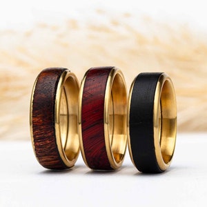 vergoldeter Ring aus Holz und Metall - 24 Karat, Ehering, Verlobungsring, handgemacht in Deutschland, Ring für Männer