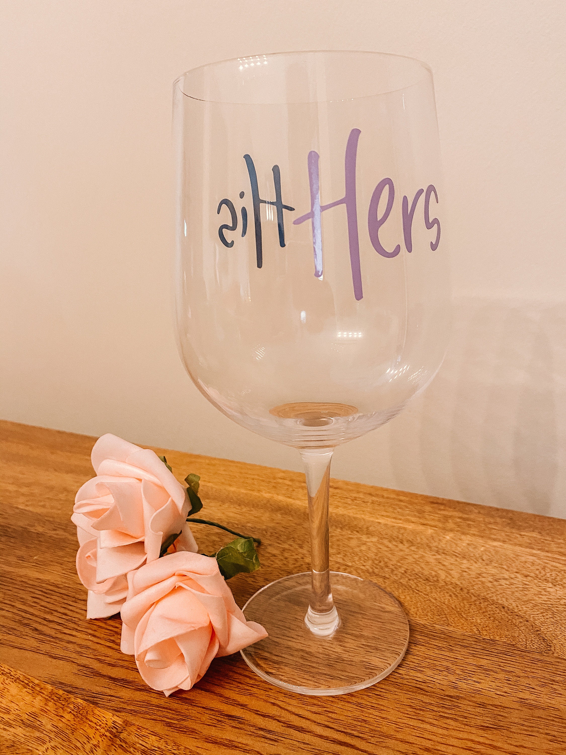 Personalised Whole Bottle of Wine Glass His & Hers sharing Etsy