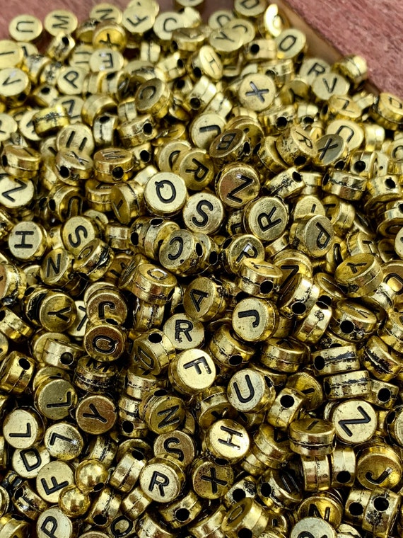 Antique Gold Letter BeadsAcrylic letter beadsRandom Mix Etsy