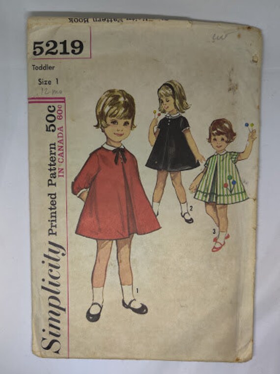 Vintage 1960s Simplicity 5219 Toddler S One Piece Dress Etsy Vintage 1960s Simplicity 5219 Toddler S One Piece Dress Etsy
